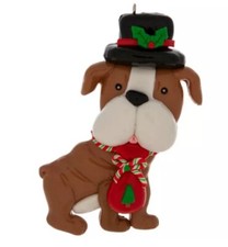 Christmas Shoppe Clay Bulldog Dog Collectible Christmas Ornament 2024