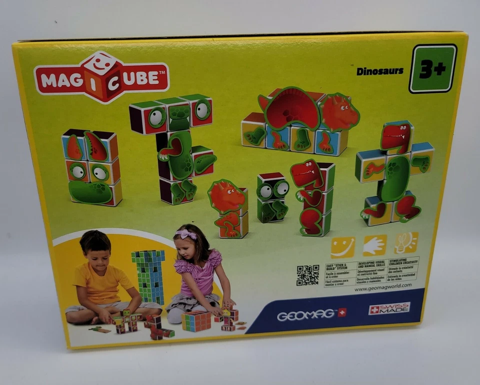 GEOMAG MAGICUBE DINOSAURS 17 MAGIC CLIPS 7 MAGNETIC CUBES, SWISS MADE STEM - Image 2 of 2
