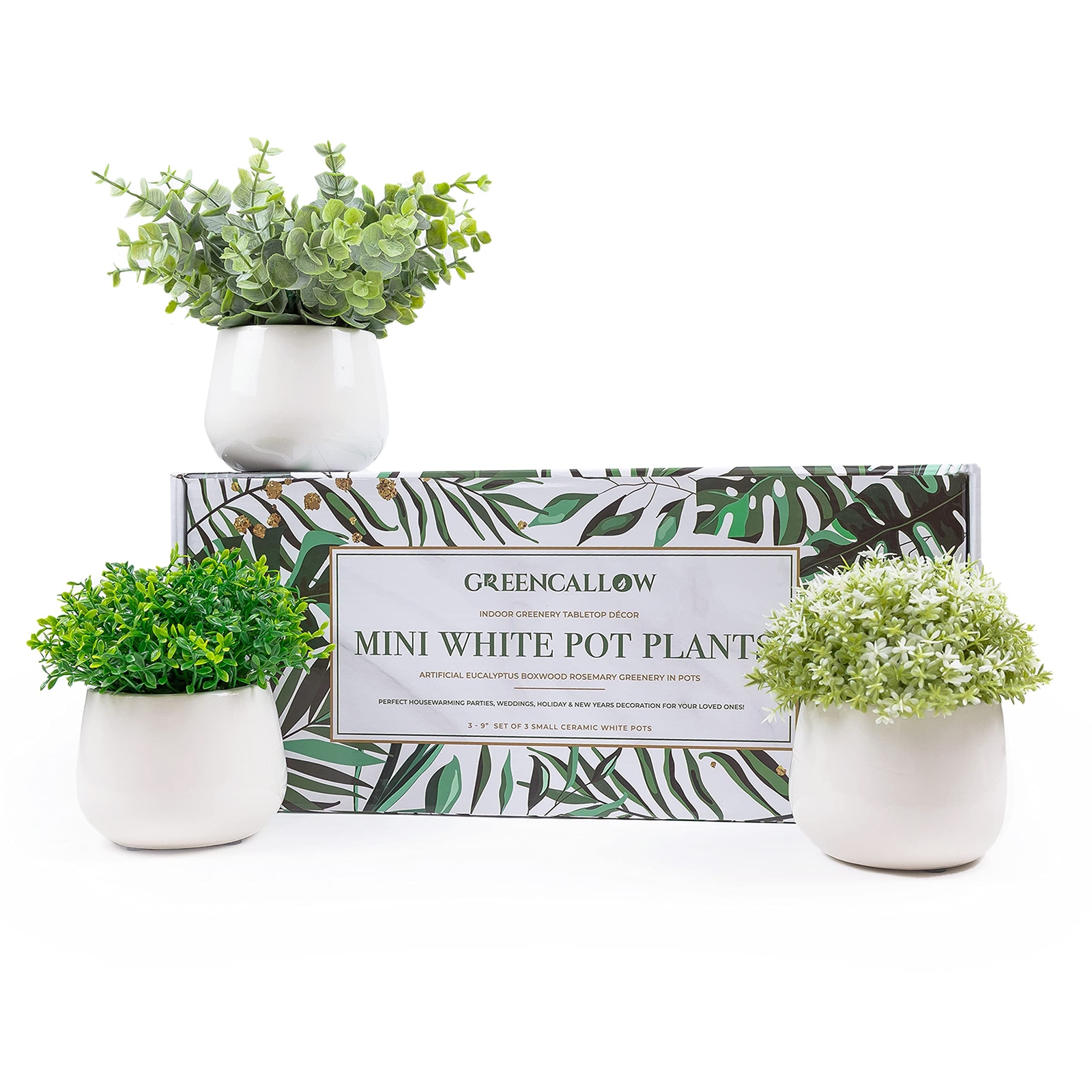 Artificial Indoor Plants Set - 4 Mini Faux Rosemary Decor for Home-image