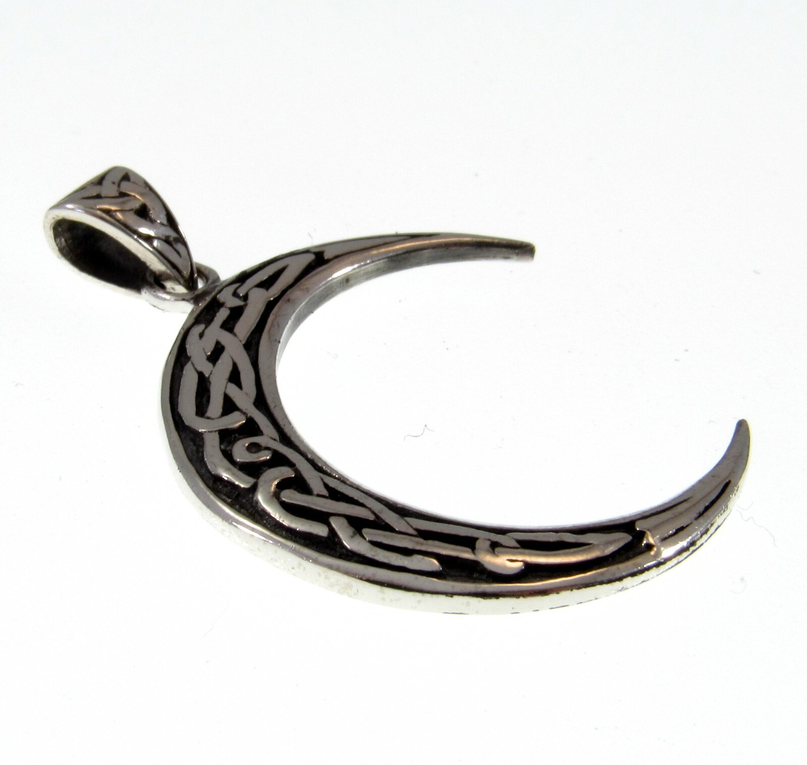 Solid 925 Sterling Silver Celtic Crescent Moon Pendant Lunar Pagan ...