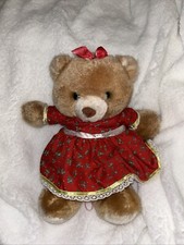 Russ Berrie Plush Bear Holly Luv Pets Dress Bow Vintage 11"