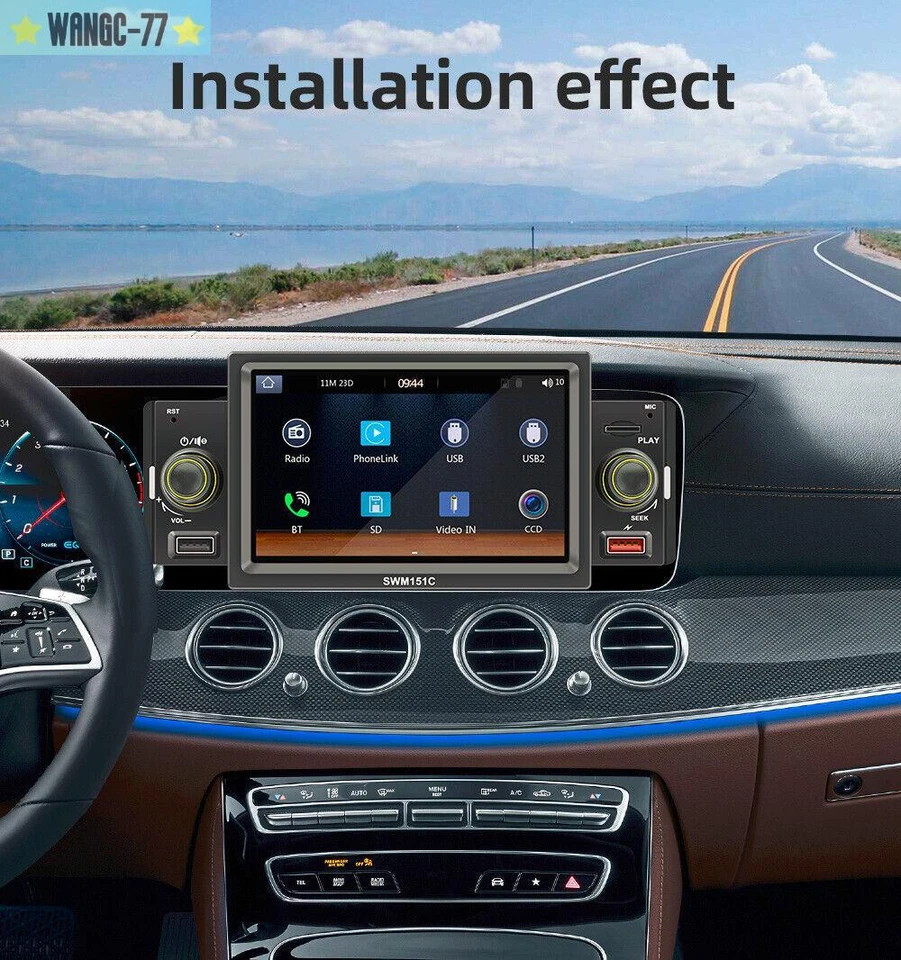 Pantalla Táctil Coche Estéreo Radio CarPlay Android Auto Bluetooth Reproductor MP5 1DIN FM Foto 3 de 4