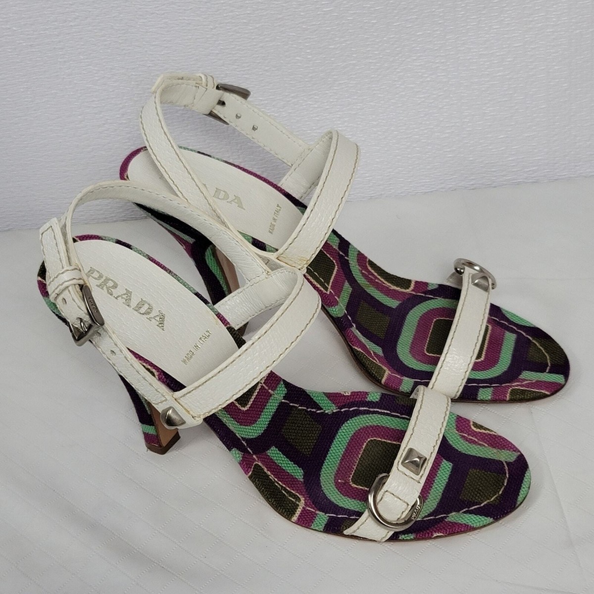 Prada Calzature Donna White Leather Cinghiale Viola