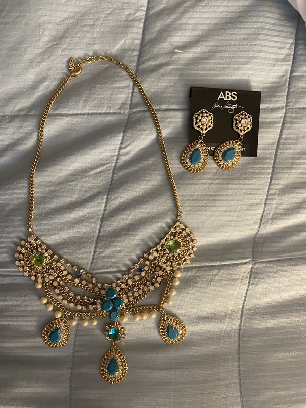 ABS Rare Necklace & Pierced Earring set. Gorgeous  Summer Wedding