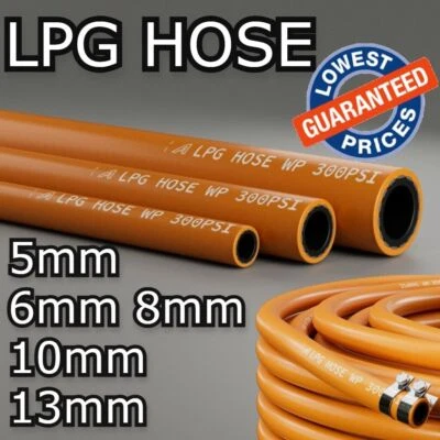 LPG Gas Hose Pipe ISO3821 Liquid Propane Butane Gas Camping Caravan BBQ Orange - Image 1 of 4