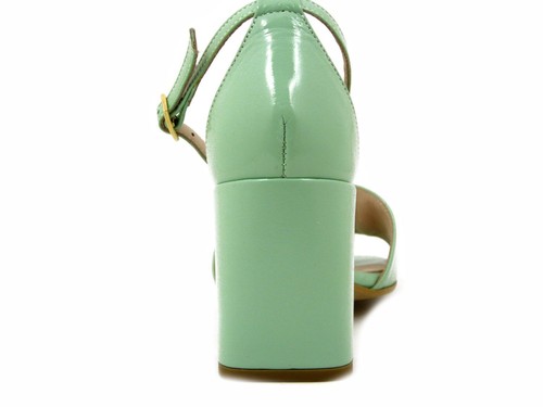 Sandali Donna in Pelle Lucida Verde Acqua 37 Tacco Alto 7,5 cm Made in Italy - Picture 4 of 5