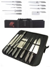 Coltelli/Coltello da cucina professionali in acciaio inox set 9 pezzi in custodi