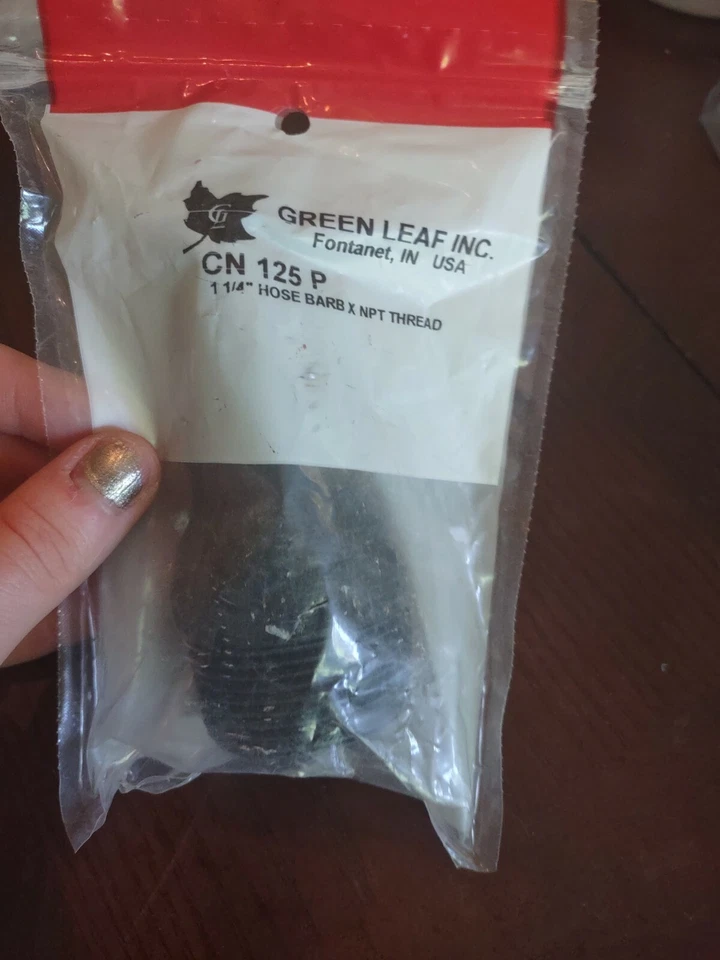 Green Leaf 1-1/4" Male Thread x 1-1/4" Hose Barb Part # HB125BG1 Poly - Image 2 of 4