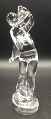 Baccarat Crystal Golfer Sculpture Full Swing Vintage Signed