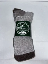 Outdoor Life Brown Boot Socks 62% Merino Wool Pack of 3 Size 10-13 Brand New