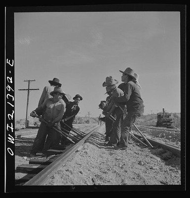 Needles California 1943 Indian Section Gang Santa Fe Railroad Yards Track Work