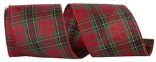 Plaid Christmas Ribbon for Wreaths - 4" x 10 Yards, Classic Red Green Tartan
