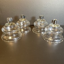 4 HOMCO Tulip Clear Glass Peg Votive Cups W/ Grommets Candle Holders Wheat Etch