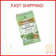 Twinings Pure Peppermint Herbal Tea Individually Wrapped Bags, 20 Count Pack of