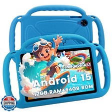 Henadigi Kids Tablet, Android 15 Tablet, 12GB RAM 64GB ROM 1TB Ex