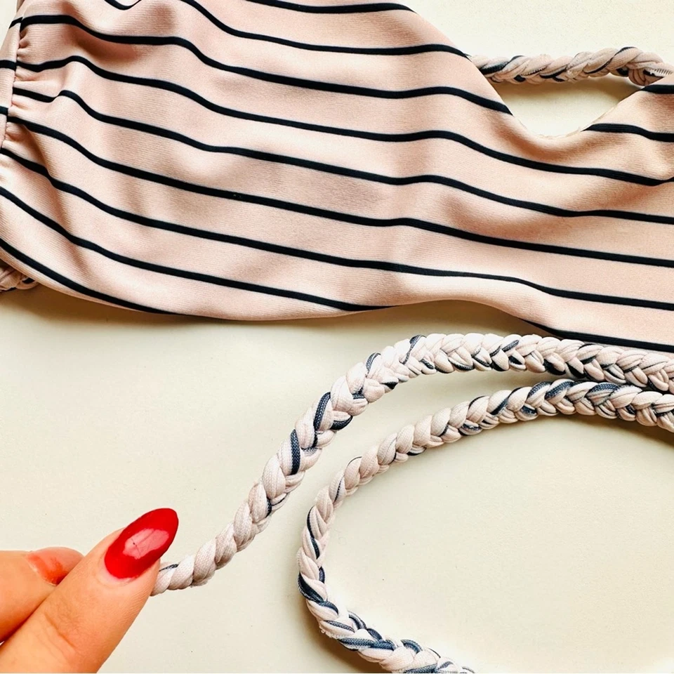 Roupa de banho ACACIA bebê rosa azul marinho Samoa cabo listra bacalhau biquíni top XS - Imagem 4 de 4