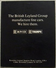 ROVERHIRE LIMITED 1969 Tariff Price Car Rental List LAND ROVER Triumph