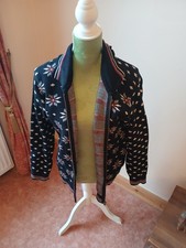 Lindex Strickjacke Damen Baumwolle dunkelblau Norweger Muster Reißverschluss
