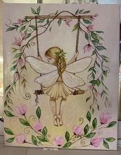 Canvas Hand Pinted Acrylic - Fairy Art Painting On Canvas 16x20 Unframed New