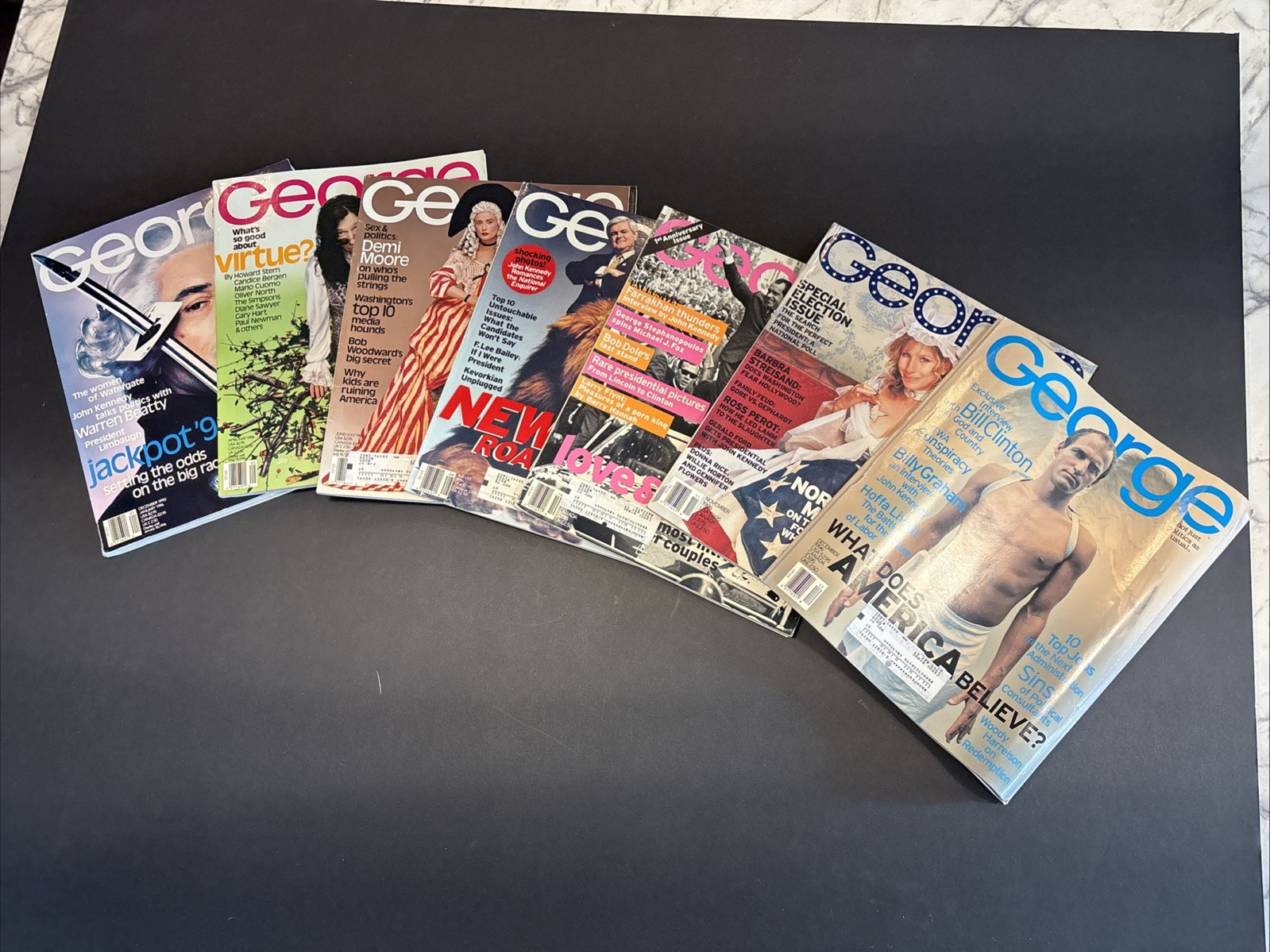 1996 Lot Of 7 George Magazine Collection Jfk Jr