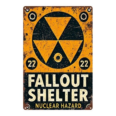 Fallout Shelter Nuclear Hazard Metal Sign Retro Gaming Apocalypse Decoration