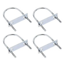 4 Sets Round U-Bolt 60mm Inner Width 110mm Length Steel M6 with Nut Plate Washer