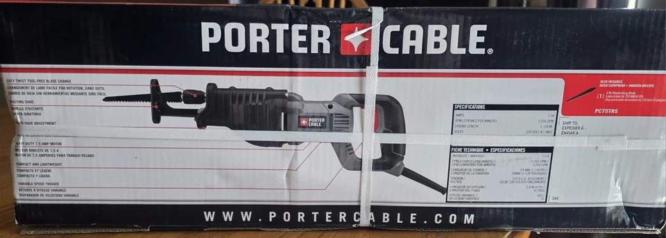 Porter-Cable 7.5AMP Corded Reciprocating Saw PC75TRS - Image 3 of 4