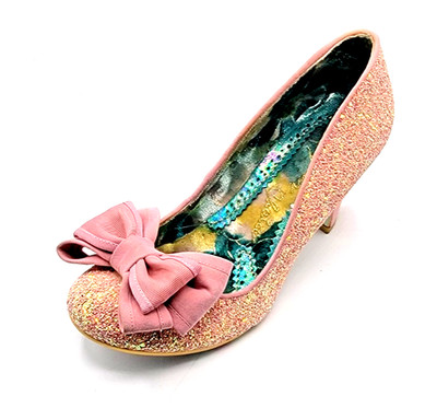 IRREGULAR CHOICE Ban Joe Women's 39 Pink Bow Giltter Mid Heel Prom Formal Shoes