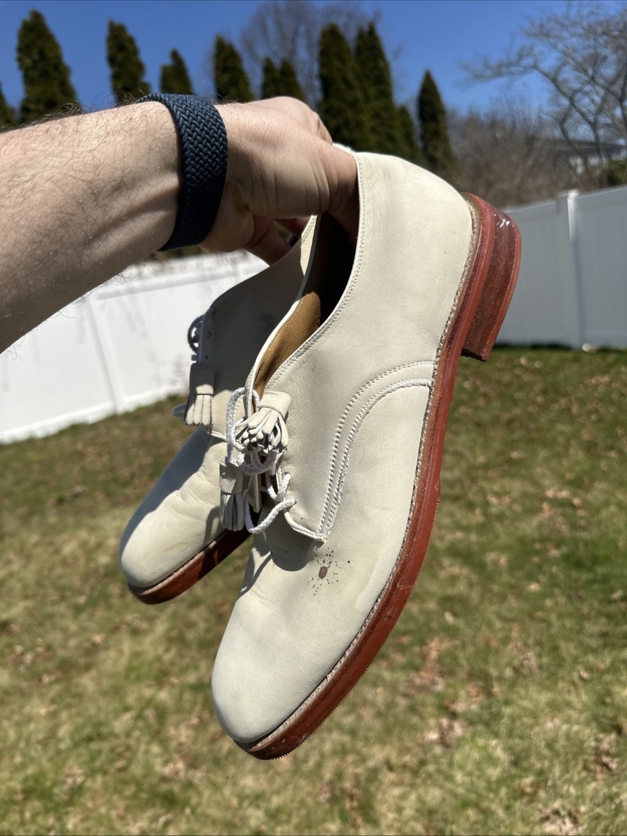 Stained Vtg Johnston & Murphy President's Collection White Suede