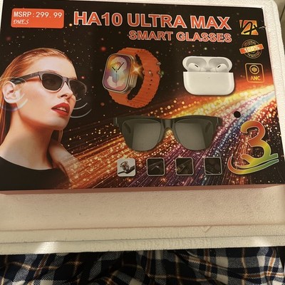 HA10 Ultra Max Smart Glasses Bluetooth Sunglasses With Audio ANC 3-i And 8 Bands