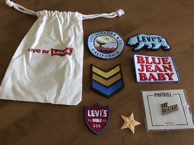 LEVI'S Patches - NEW - Rare Find - Blue Flag + Rainbow Logo + Pin