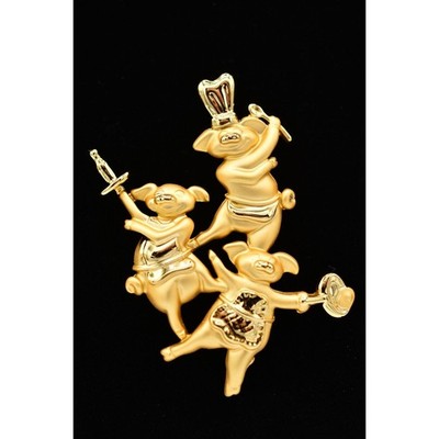 AJC Vintage Pin Brooch Brushed Gold Cook Chef 3 Pigs Musketeers NOS 1980s BinA5