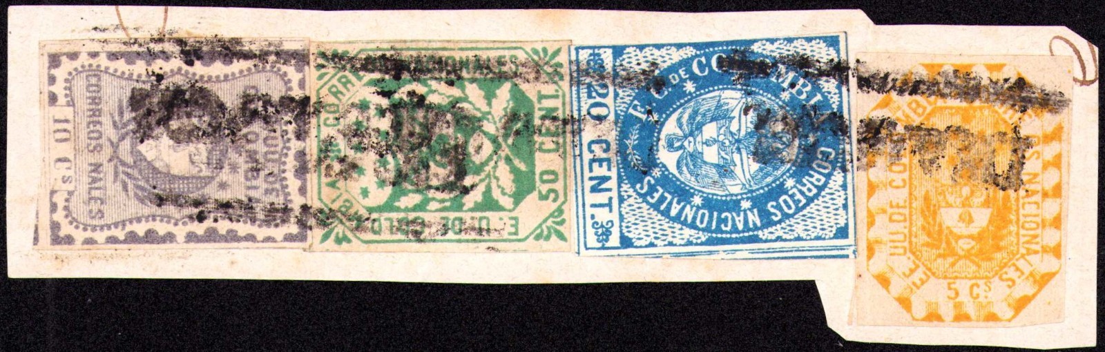 COLOMBIA - CLASSIC - 85c CLASSIC STAMPS ON PIECE - IBAGUE CANCELS - 1866 RR