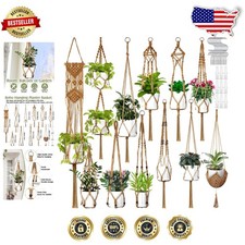 Elegant 12pc Macrame Plant Hangers - Jute Indoor/Outdoor, Space Saving
