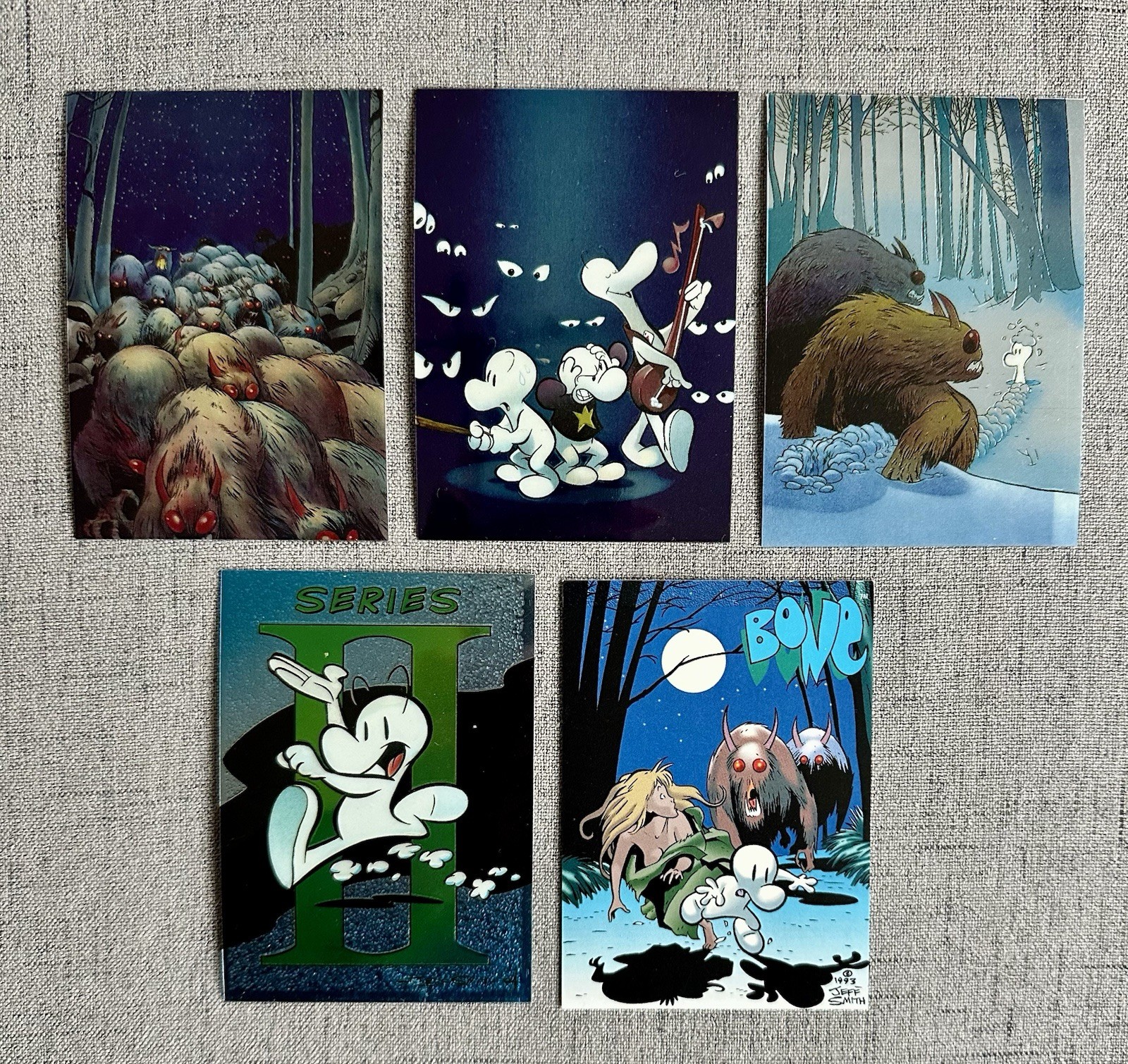 1994 COMIC IMAGES BONE CHASE CARD LOT- 5 Cards Total