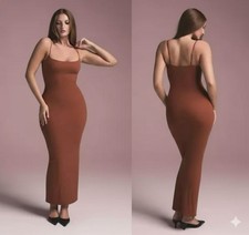 Skims Dress Women's XS Saffron Brown Fits Everybody Long Slip Stretch Copper