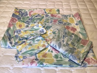 Croscill Curtains 2 Panels, Valance, Tie Backs Pastel Watercolors Tulip Floral