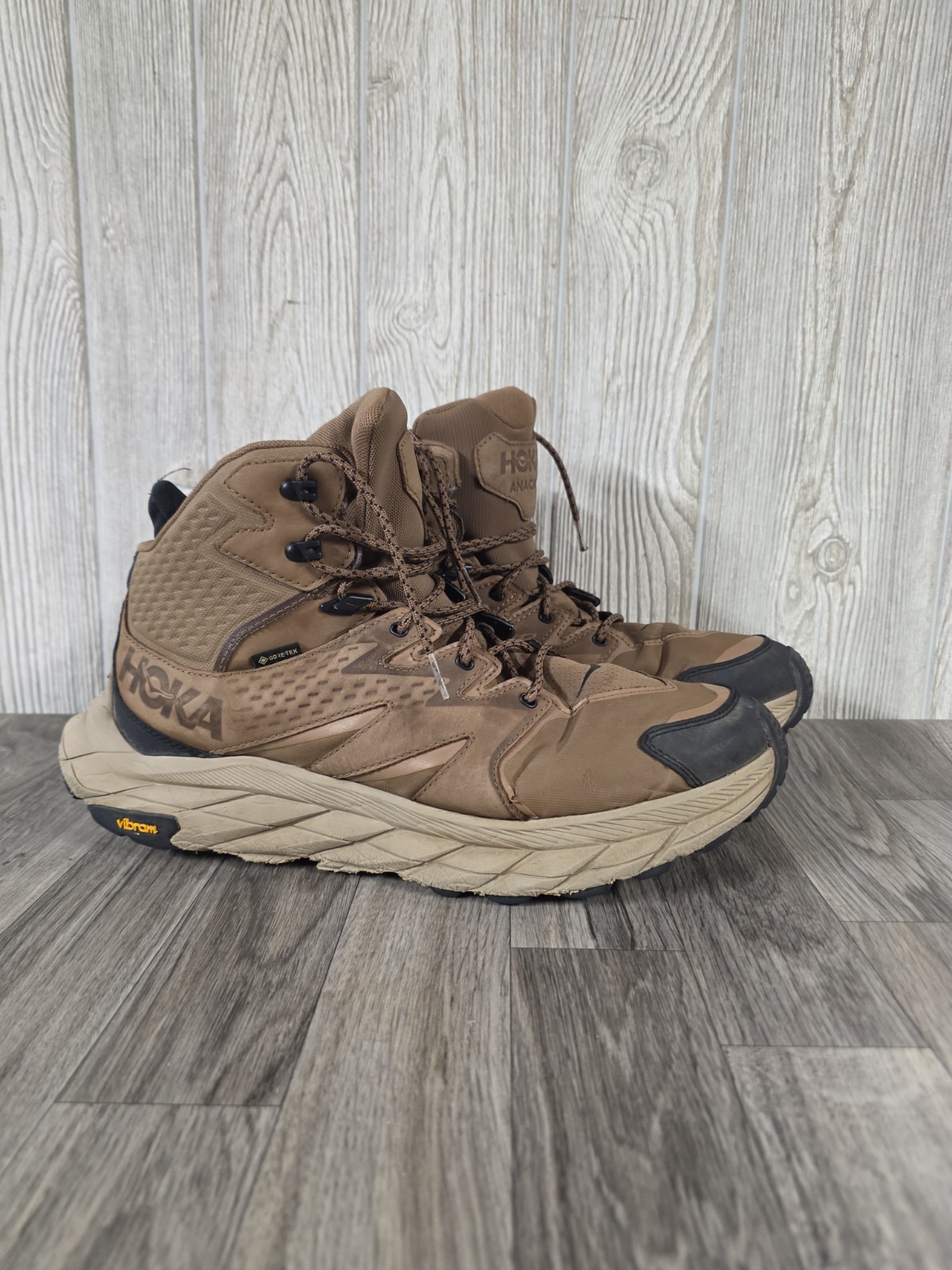 Hoka Anacapa Mid GTX 1122018 Mens 12.5D Brown Waterproof Hiking Boots Vibram