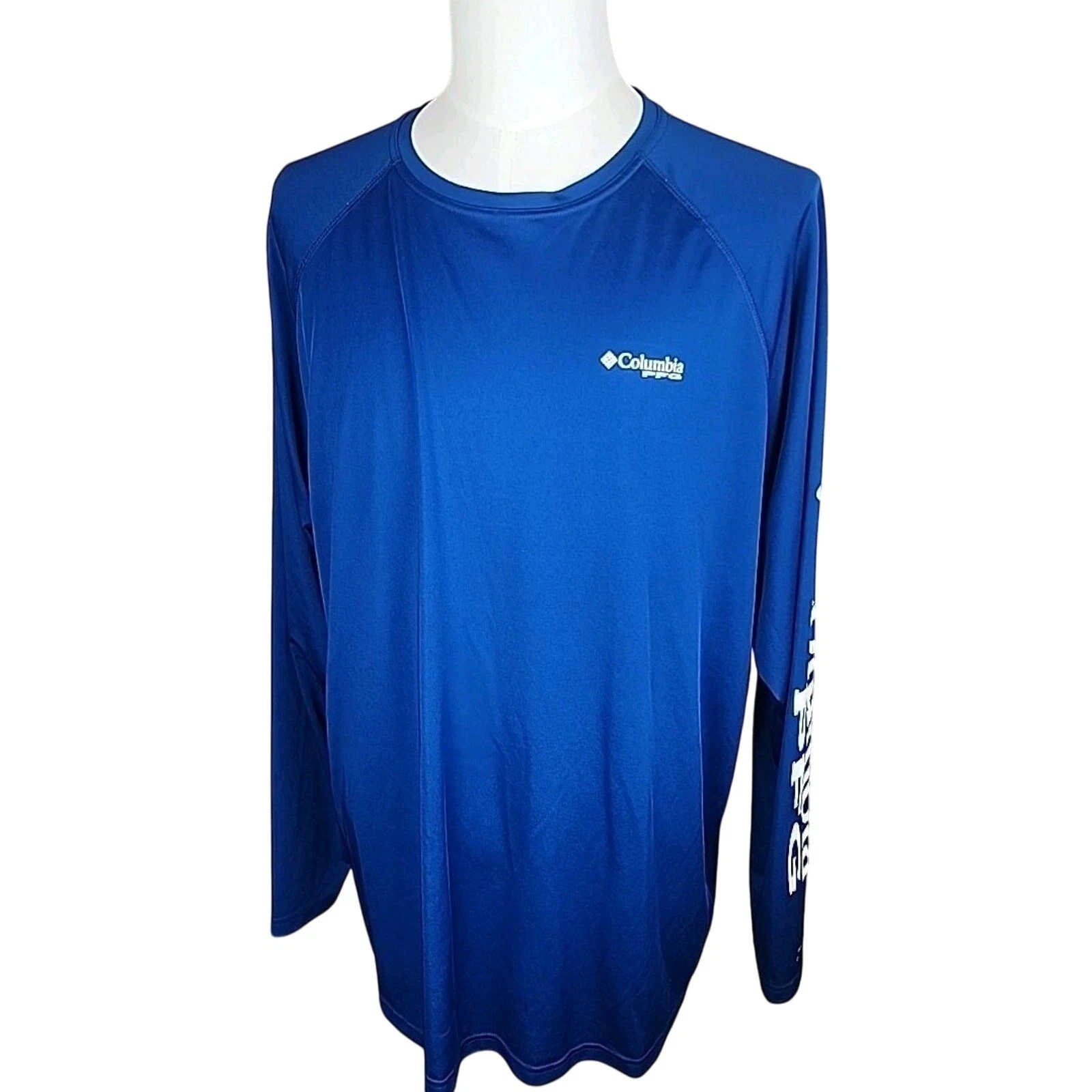 Columbia PFG Long Sleeve Blue Fishing Shirt Men's Size XXL