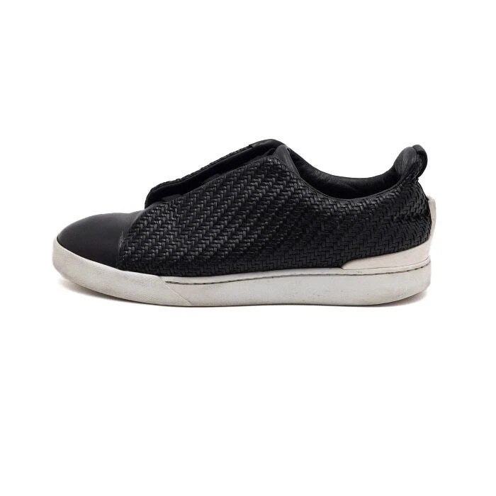 Zegna Black Triple Stitch Pelle Tessuta Leather Men's Sneakers 158617104 [P] - Photo 1/4
