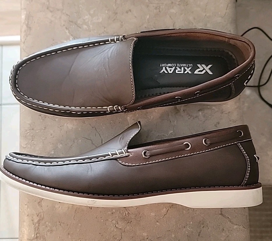 XRay Men's Brown Loafers with White Stitching