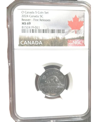 TOP POP Canada 2024 5 Cent King Charles III NGC MS-69 Fantastic Grade! BID Low!!