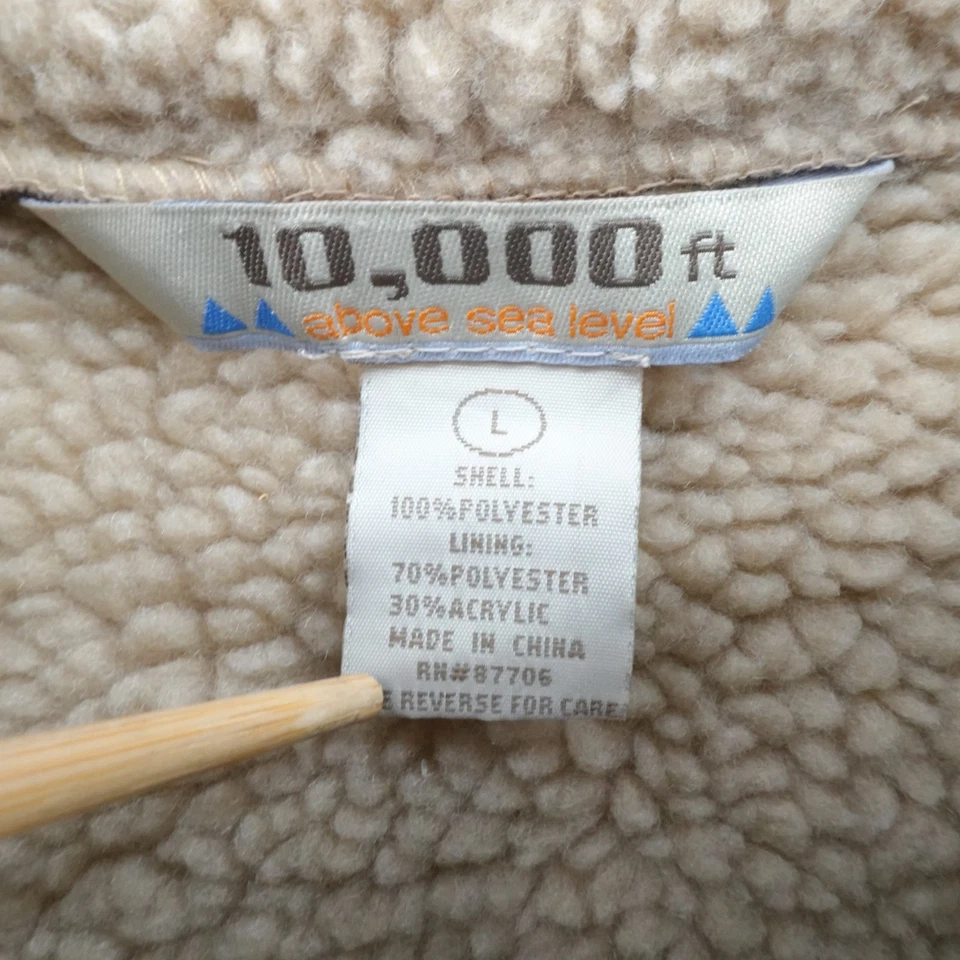 Chaqueta sobre el nivel del mar 10000 pies para mujer grande marrón Sherpa bordada Gorpcore Foto 3 de 4