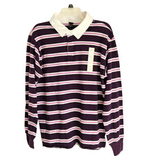 Wild Fable Shirt Unisex Small Purple Striped Long Sleeve Rugby New