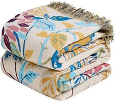 Boho Throw Blanket - 100 Cotton Throw Blankets for Bed Couch 60"x80" Soft