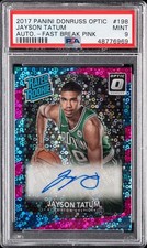 2017 Panini Donruss Optic Jayson Tatum Pink Fast Break Auto Psa 9