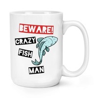 Beware VerrüCkte Fisch Mann 426Ml Groß Becher Tasse - Lustig Tiere Groß