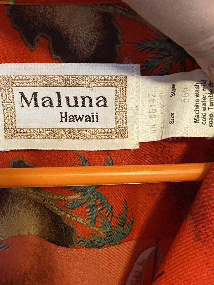 Vintage Maluna Hawaii Shirt Mens XL Short Sleeve Flowers Island Palm Trees Red - Image 4 of 4