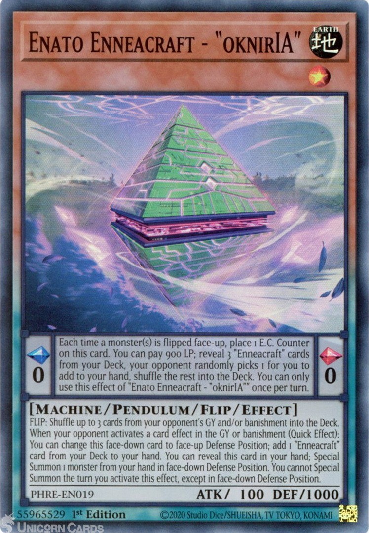 PHRE-EN019 Enato Enneacraft - oknirIA : Super Rare 1st Edition Mint YuGiOh Card