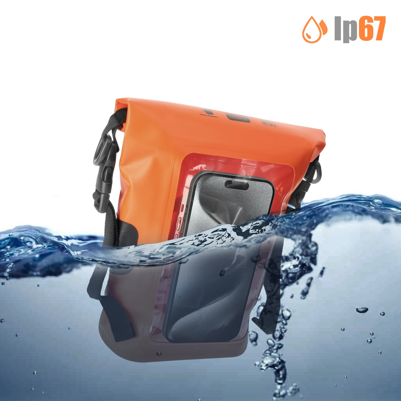 Housse étanche Swissten orange 2L protège smartphone du sable - 4